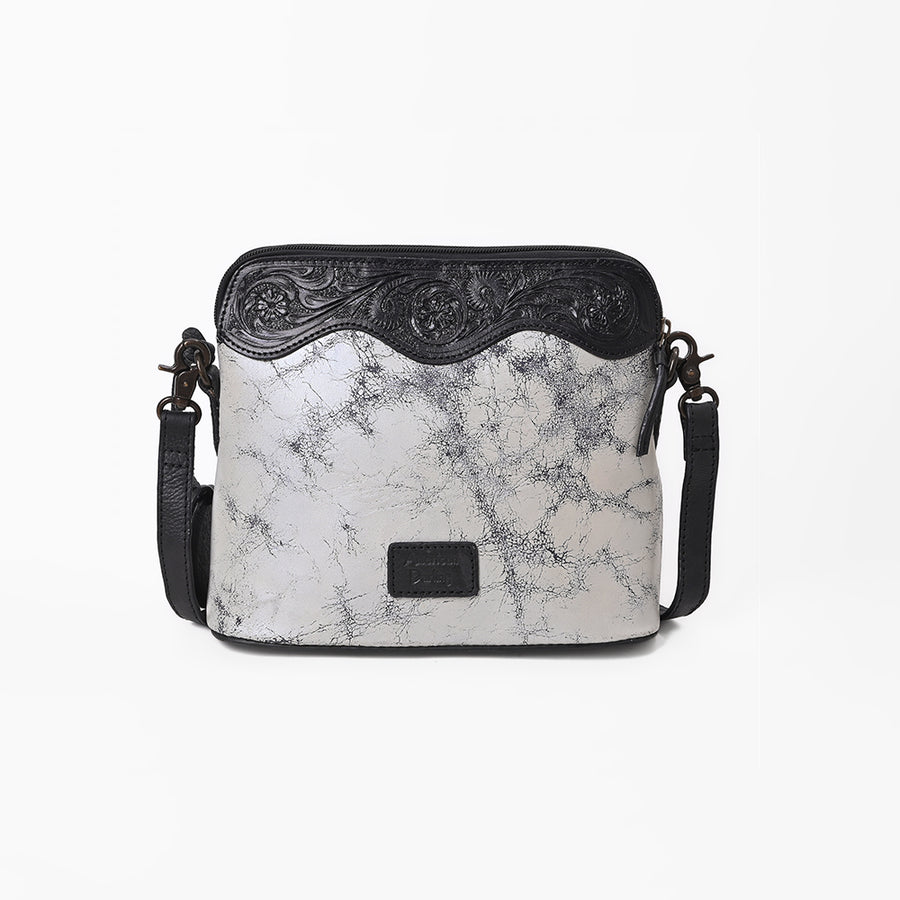 American Darling Western Leather Silver Crackle Crossbody
