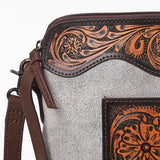 American Darling Western Leather Silver Crackle Crossbody