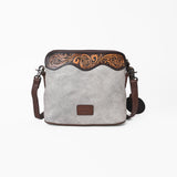 American Darling Western Leather Silver Crackle Crossbody