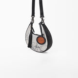 Black leather tooled shoulder bag with strap - Uhorse