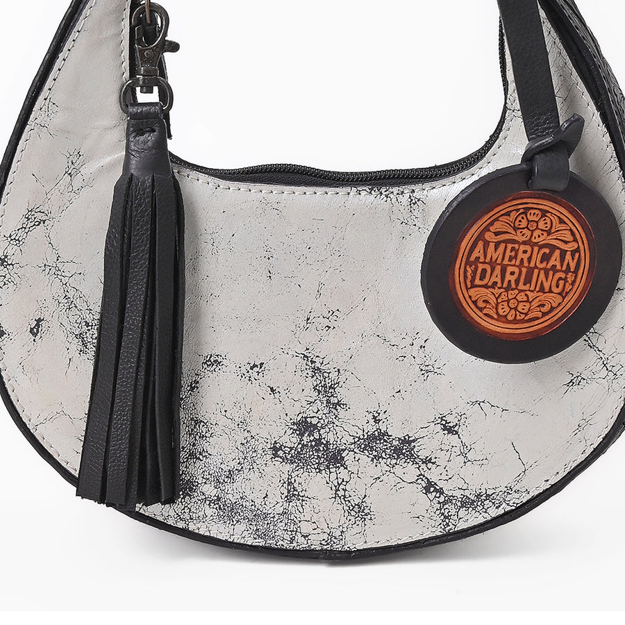 American Darling Western Leather Silver Crackle Hobo Bag