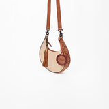 Tooled leather western saddle bag with floral design - Uhorse