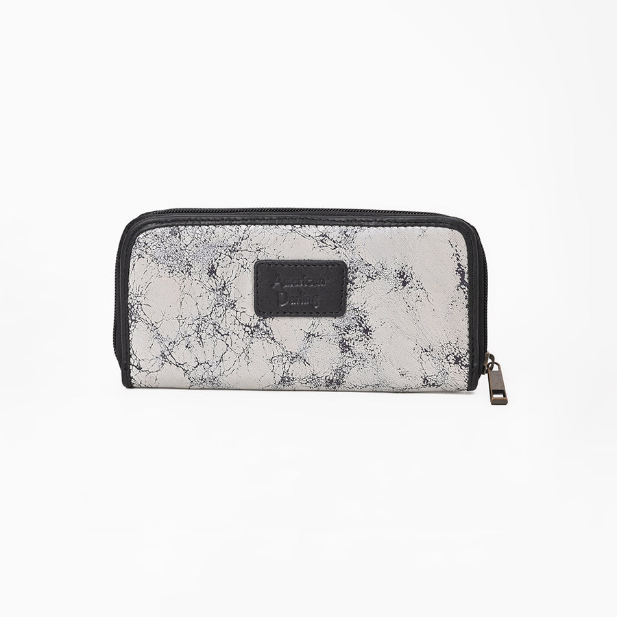 American Darling Western Women Silver Crackle Leather Wallet