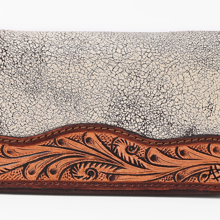 American Darling Western Women Silver Crackle Leather Wallet
