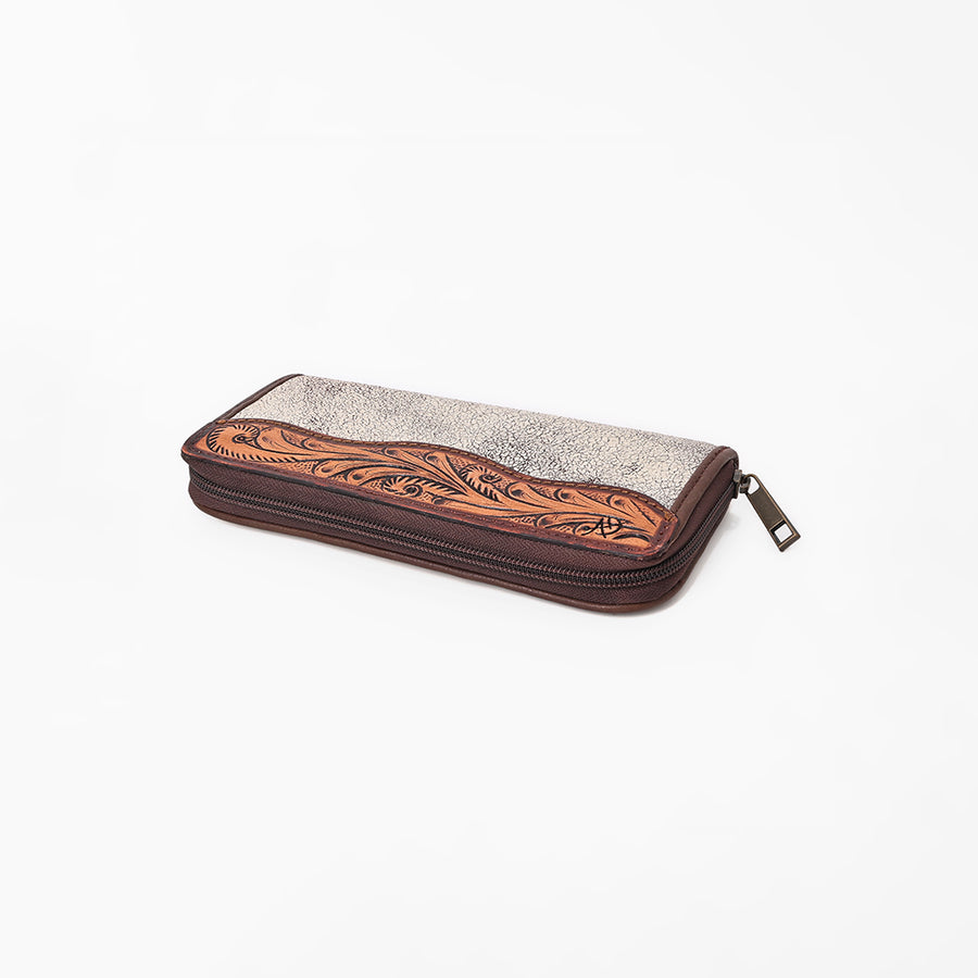 American Darling Western Women Silver Crackle Leather Wallet