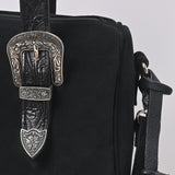 American Darling Western Leather Tote Bag w/ Tooled Buckle Straps