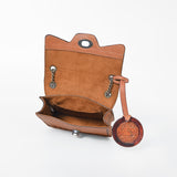 American Darling Genuine Leather Basketweave Tooled Crossbody Bag