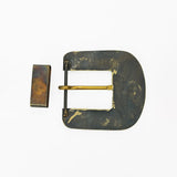 American Darling Vintage Southwest Turquoise Belt Buckle and Keeper Set – Antique Brass Tone Cowboy Buckle Hardware
