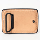 AMERICAN DARLING Floral Hand Carved Painted Belt Buckle Genuine Leather Covered Stylish