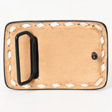 AMERICAN DARLING Floral Hand Carved Painted Belt Buckle Genuine Leather Covered Stylish