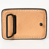 AMERICAN DARLING Floral Hand Carved Painted Belt Buckle Genuine Leather Covered Stylish