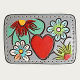 AMERICAN DARLING Floral Hand Carved Painted Belt Buckle Genuine Leather Covered Stylish Grey - Uhorse