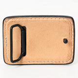AMERICAN DARLING Floral Hand Carved Painted Belt Buckle Genuine Leather Covered Stylish