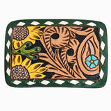 AMERICAN DARLING Floral Hand Carved Painted Belt Buckle Genuine Leather Covered Stylish - Uhorse