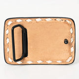 AMERICAN DARLING Floral Hand Carved Painted Belt Buckle Genuine Leather Covered Stylish