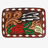 AMERICAN DARLING Floral Hand Carved Painted Belt Buckle Genuine Leather Covered Stylish Buckle Brown - Uhorse