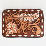 AMERICAN DARLING Floral Hand Carved Painted Belt Buckle Genuine Leather Covered Stylish Buckle Brown - Uhorse
