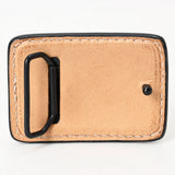 AMERICAN DARLING Floral Hand Carved Painted Belt Buckle Genuine Leather Covered Stylish