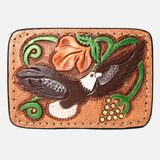 AMERICAN DARLING Eagle Hand Carved Painted Belt Buckle Genuine Leather Covered Stylish Tan - Uhorse