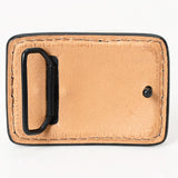 AMERICAN DARLING Floral Hand Carved Painted Belt Buckle Genuine Leather Covered Stylish