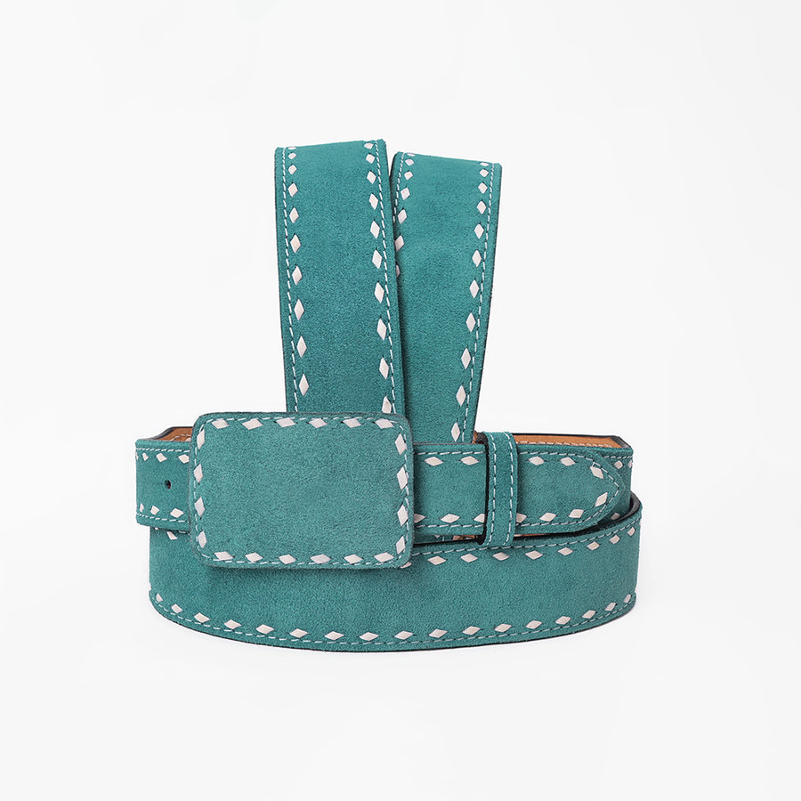 American Darling Western Royal Blue Leather Belt w/Stitching