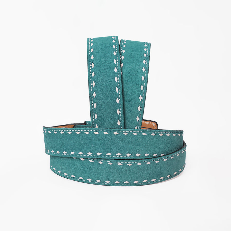 American Darling Western Turquoise Leather Belt w/Stitching