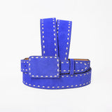 American Darling Western Royal Blue Leather Belt w/Stitching