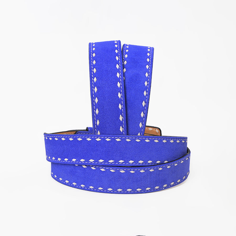 American Darling Western Royal Blue Leather Belt w/Stitching