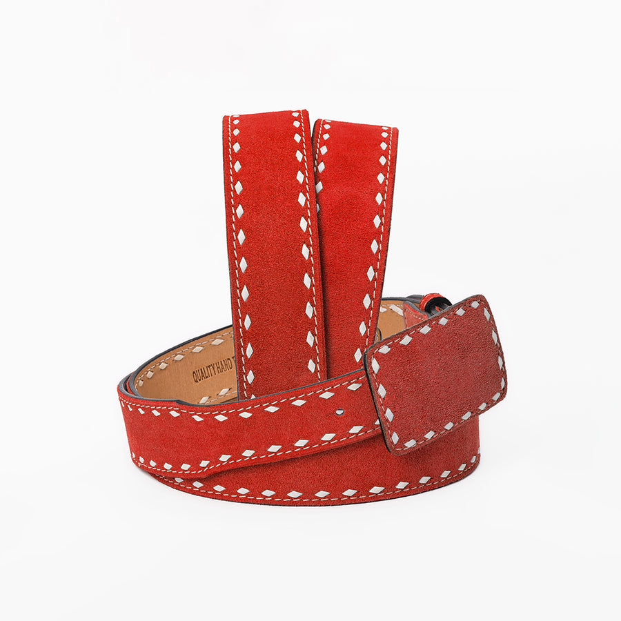 American Darling Western Red Leather Belt w/Stitching