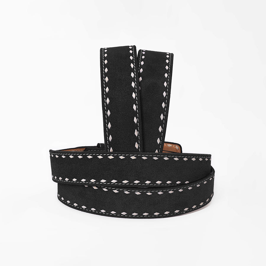 American Darling Western Black Leather Belt w/Stitching