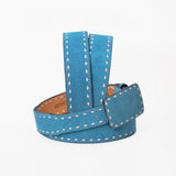 American Darling Western Blue Leather Belt w/Stitching