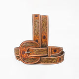 American Darling Women's Sunflower Leather Belt Hand Tooled Covered Buckle