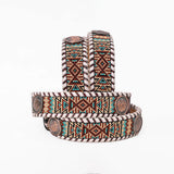 American Darling Women's Beaded Western Leather Belt Southwestern Concho