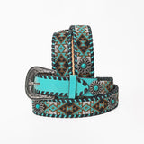 American Darling Women's Turquoise Beaded Leather Belt Western Concho