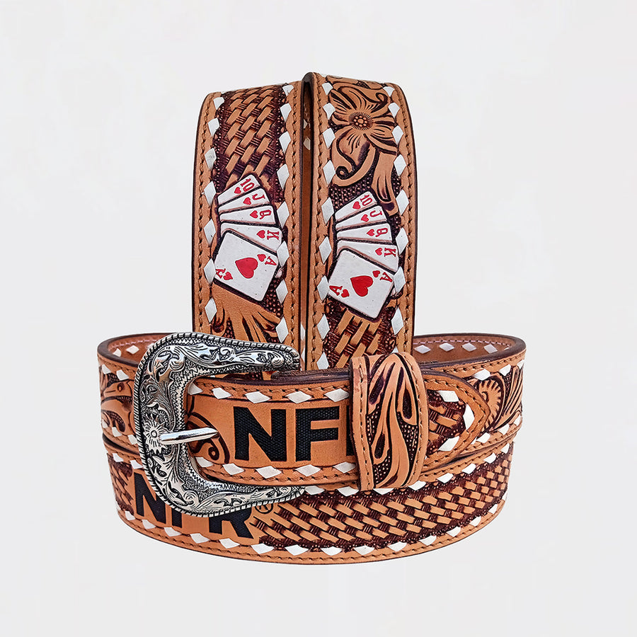 Official PRCA & NFR Licensed Collection® Brown Genuine Tooled Leather Belt
