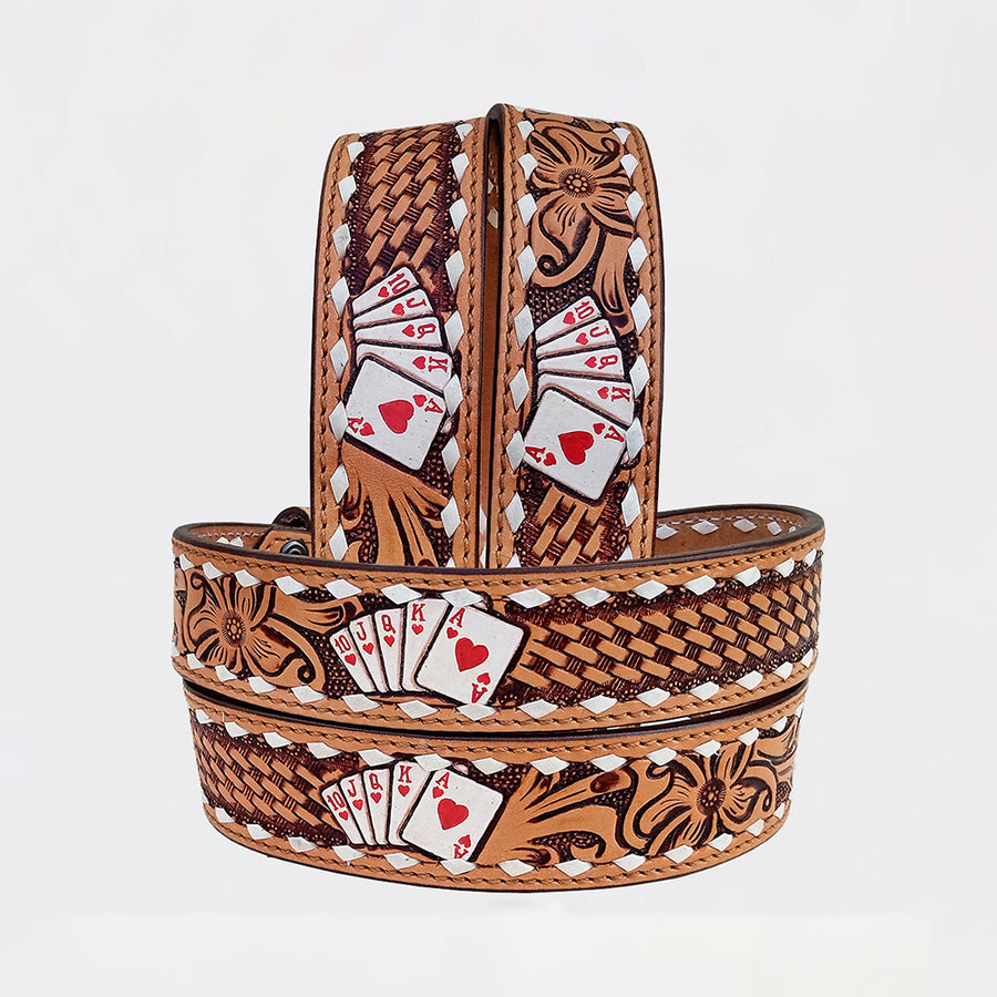 Official PRCA & NFR Licensed Collection® Brown Genuine Tooled Leather Belt