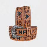 Official PRCA & NFR Licensed Collection® Bucking Bronco Tooled Leather Belt