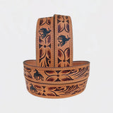 Official PRCA & NFR Licensed Collection® Bucking Bronco Tooled Leather Belt