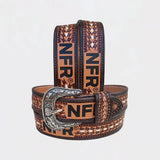 Official PRCA & NFR Licensed Collection® Western Brown Tooled Leather Belt