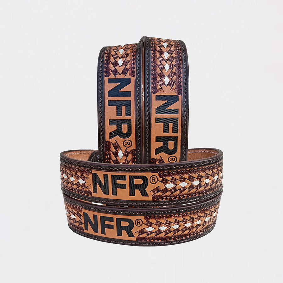 Official PRCA & NFR Licensed Collection® Western Brown Tooled Leather Belt