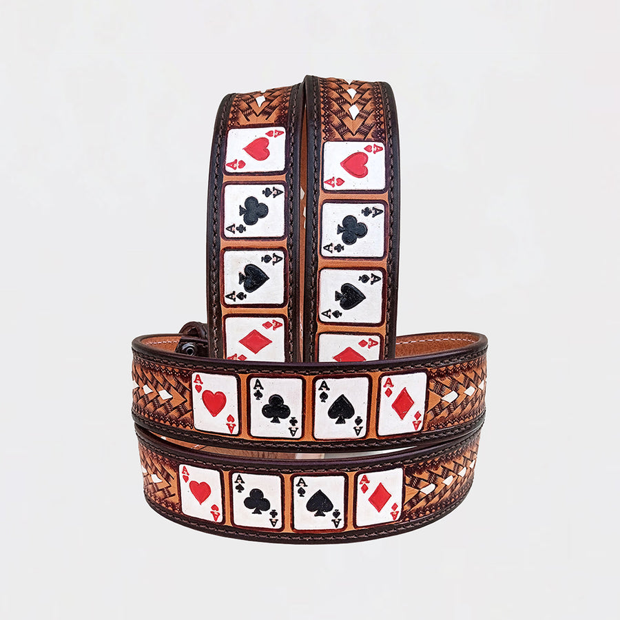 Official PRCA & NFR Licensed Collection® Playing Cards Genuine Leather Belt