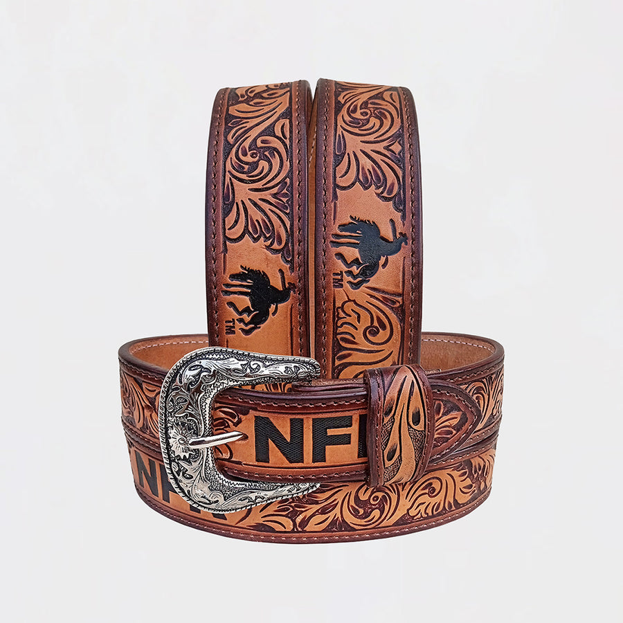 Official PRCA & NFR Licensed Collection® Bronc Rider Genuine Leather Belt