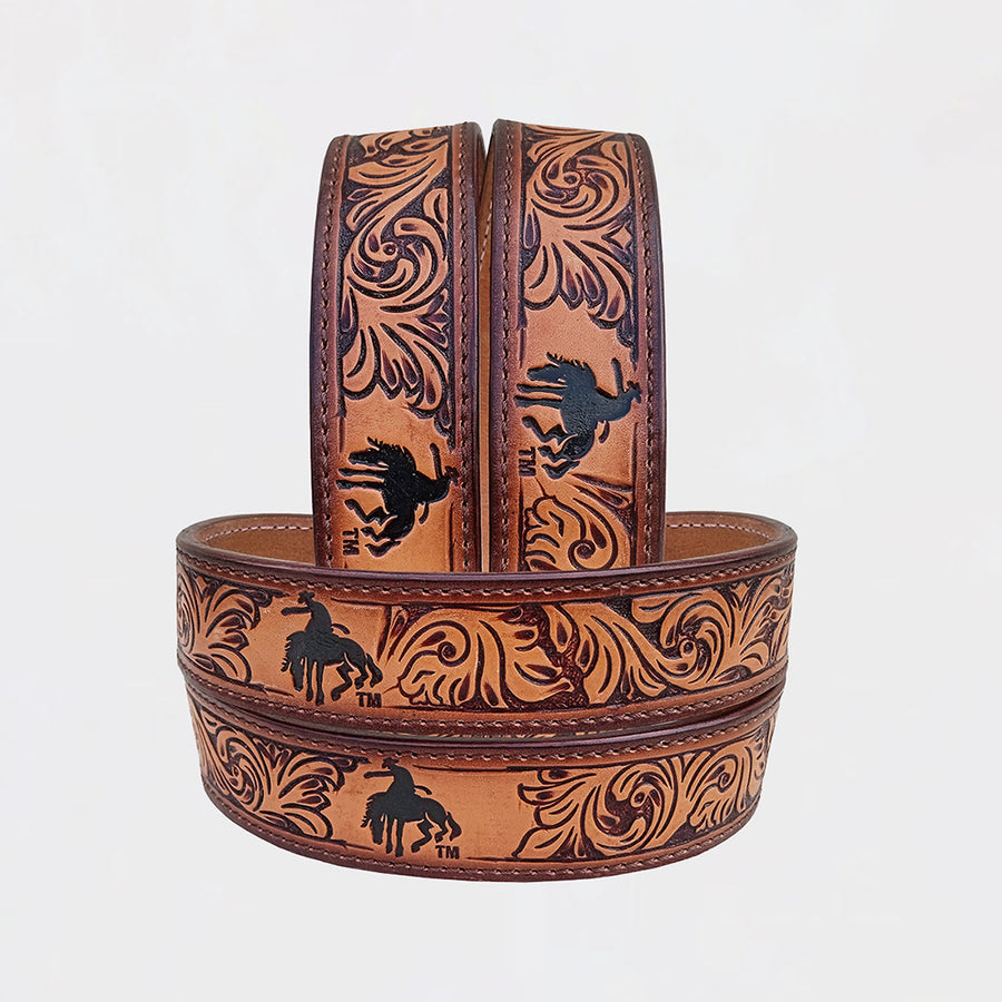 Official PRCA & NFR Licensed Collection® Bronc Rider Genuine Leather Belt