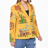 American Darling Women's Western Embroidered Blazer Yellow Jacket