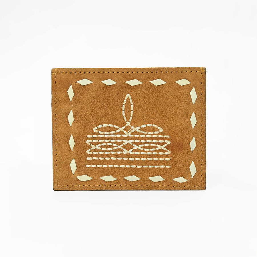 American Darling Handcrafted Genuine Leather Card Holder Wallet with Traditional Stitch Design