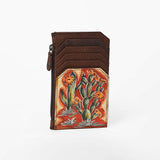 American Darling Genuine Leather Western Card Holder w/ Cactus Floral Design