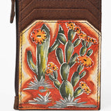 American Darling Genuine Leather Western Card Holder w/ Cactus Floral Design