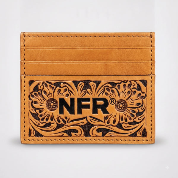 Official PRCA & NFR Licensed Collection® Hand Tooled Western Leather Card Holder