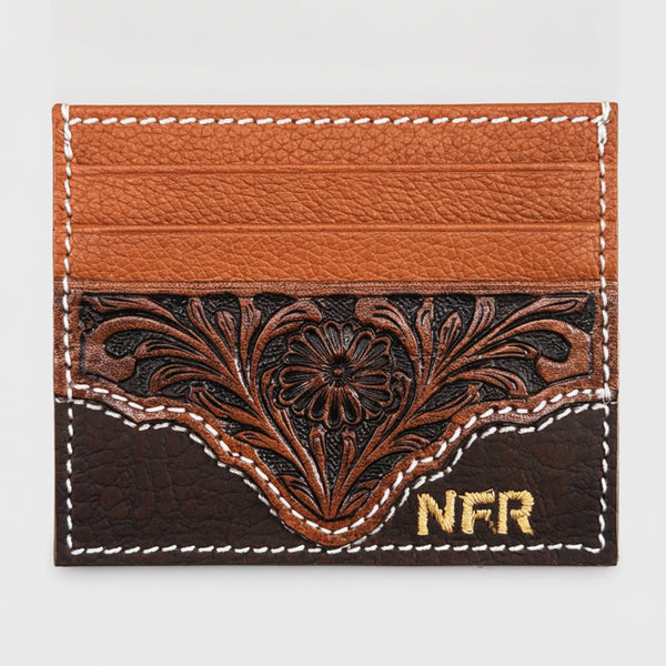 Official PRCA & NFR Licensed Collection® Floral Hand-Tooled Leather Card Holder