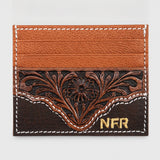 Official PRCA & NFR Licensed Collection® Floral Hand-Tooled Leather Card Holder